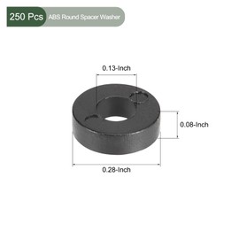 YOKIVE Pack of 250 Black Round Spacers, Non-Threaded Washers with High Insulation Effect, Keeps the Height Consistent, Ideal for M3 Screws (ABS 3.2 mm x 7 mm x 2 mm)