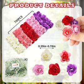 Warmtree Realistic Miniature Artificial Rose Vines Flower Decorations DIY Mini Model Railway Fairy Garden Architecture Diorama Scenery Landscape Layout (Mixed Colours)