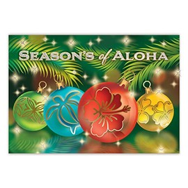 Supreme Boxed Tropical Hawaiian Christmas Cards - Ornaments of the Islands - 12 cards & 13 envelopes