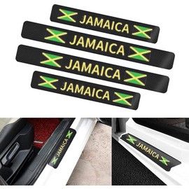 4 Pieces Car Door Sill Protector,Carbon Fiber Threshold Anti-Scratch Sticker Door Edge/Rear Guard Protection -Jamaica Car Accessories