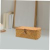 ABOOFAN Straw Woven Basket with Lid Small Sundries Storage Box