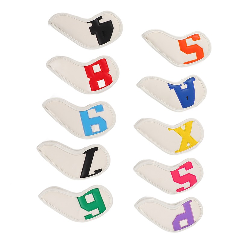 10pcs set PU Waterproof Golf Club Iron Cover Fine Sewing