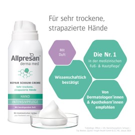 Allpresan Derma med Repair Foam Cream Hand Intensive Care with Soothing Fragrance - For Care of Very Dry and Stressed Hands - 100 ml (Pack of 3)