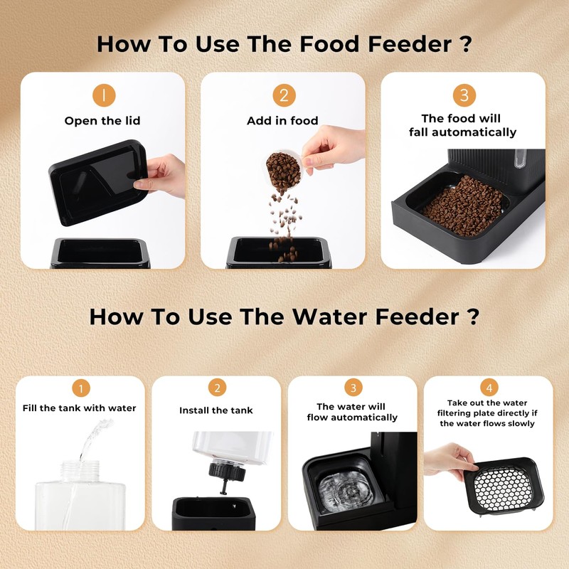 ZOMISIA Gravity Cat Feeder and Water Dispenser, 2 in 1