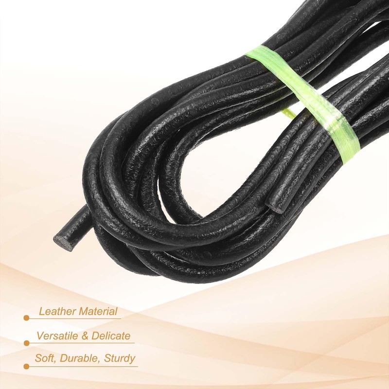 PATIKIL Round Braided Leather Cord, 7mm Round Braided Leather Cord
