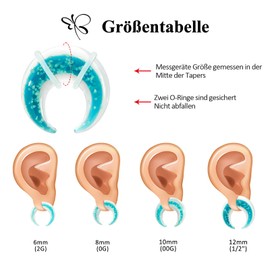 Longbeauty 1 Pair Glass Ear Piercing 2G 0G 00G Septum Pincher Tapers Ear Expander C-Shape Buffalo Stretcher