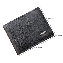 MUFANDUO Slim Wallet for Men with Coin Purse, Minimalist Wallet with Zipper, Bifold Mens Wallets with Credit Card Holder, PU Leather Men's Wallet with Money Clip, Carteras Para Hombres (Black E)