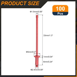 sourcing map 100Pcs 3/32"x1/4" Aluminum Dome-Head Blind Rivets, Open-End Type Blind Rivets for DIY, Sheet Metal, Automotive Repairs, Furniture, Boat, and Duct Work (Red)