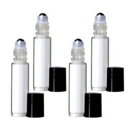 10 ml. Thick Glass Roll on Bottle with Steel Roller. Perfect for Essential Oils Aromatherapy, Perfume and Cologne. Pipettes Included