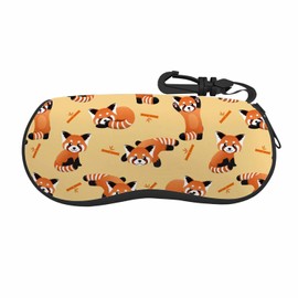 IBILIU Eyeglasses Case Red Panda Cute Cartoon Panda Bear Animal Ultra Light Neoprene Sunglasses Case With Belt Clip,Soft Reading Glasses Case For Women Men
