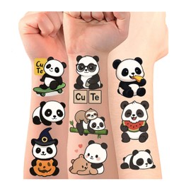 8Sheet - 110PCS Panda Temporary Tattoos for Kids – Cartoon Fake Tattoos Stickers for Birthday Party Favors, Gifts, DIY Decoration & Fun Activities – Waterproof & Skin-Safe