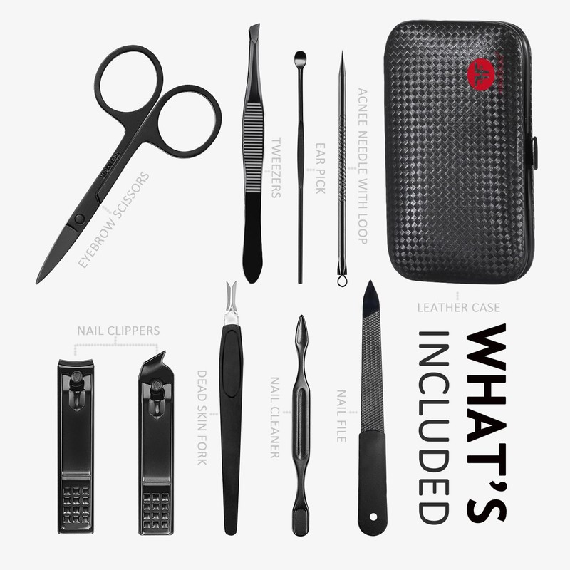 HANTEKAS Manicure Set 9 in 1 Stainless Steel, Nail Clippers