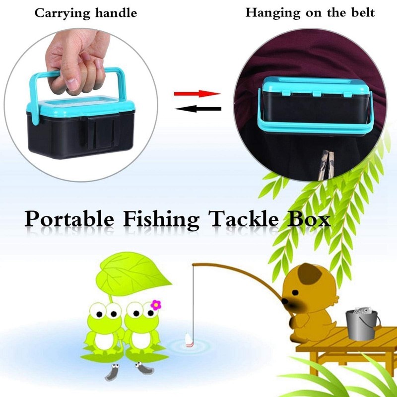 VBESTLIFE Plastic Fishing Bait Holder 2 Compartment Earthworm Lure Storage