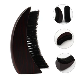 WOONEKY Men Beard Brush Beech Wood Half-moon Shaped Grooming Tool for All Beard Types Vintage Style Barber Accessory for Home Salon Care and Styling