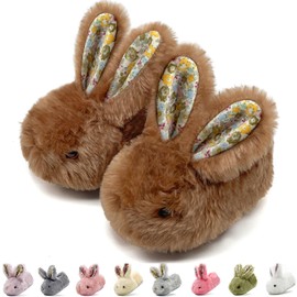 Duovodu Toddler Slippers Girls Boys Kids Bunny House Slipper Winter Cute Rabbit Slippers Warm Soft Plush Fuzzy Slippers Indoor Non-Slip Animal Cartoon Slippers