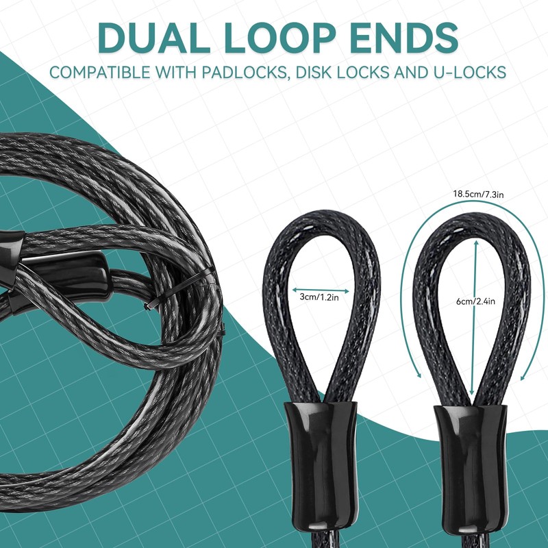 EEBBL Heavy Duty Security Cable, Commercial Grade, Galvanized Braided Steel,