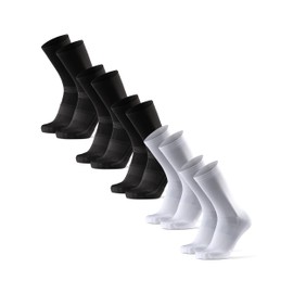 DANISH ENDURANCE Long Cycling Socks, 3 Pairs Cycling Socks, Lightweight Cycling Socks, Breathable & Padded, Unisex, for Men and Women, Multicoloured (3 x black, 2 x white/black), 39 - 42