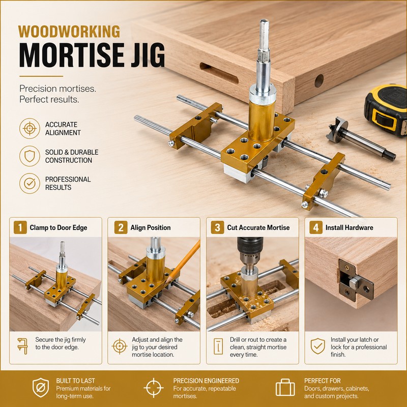 Door Lock Mortise Jig Kit for Wooden Doors – Precision