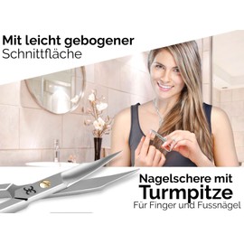 Nail Scissors Cuticle Scissors Combination Manicure Pedicure Scissors Stainless Steel with Extra Sharp Cut in Case (Nail Scissors with Tower Tip 9 cm + Case)