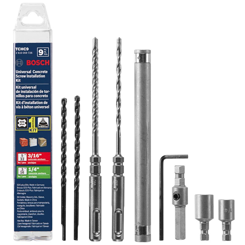 Bosch TCHC9 SDS-plusÂ® Universal Concrete Screw Installation 9 pc. Kit