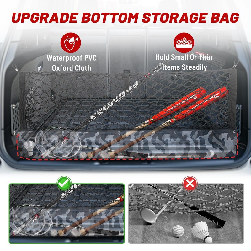 RED WOLF Upgraded Envelope Cargo Net with Storage Bag Fit