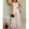 CHICME Women’s V Neck Spaghetti Strap Jumpsuits Wide Leg Pleated