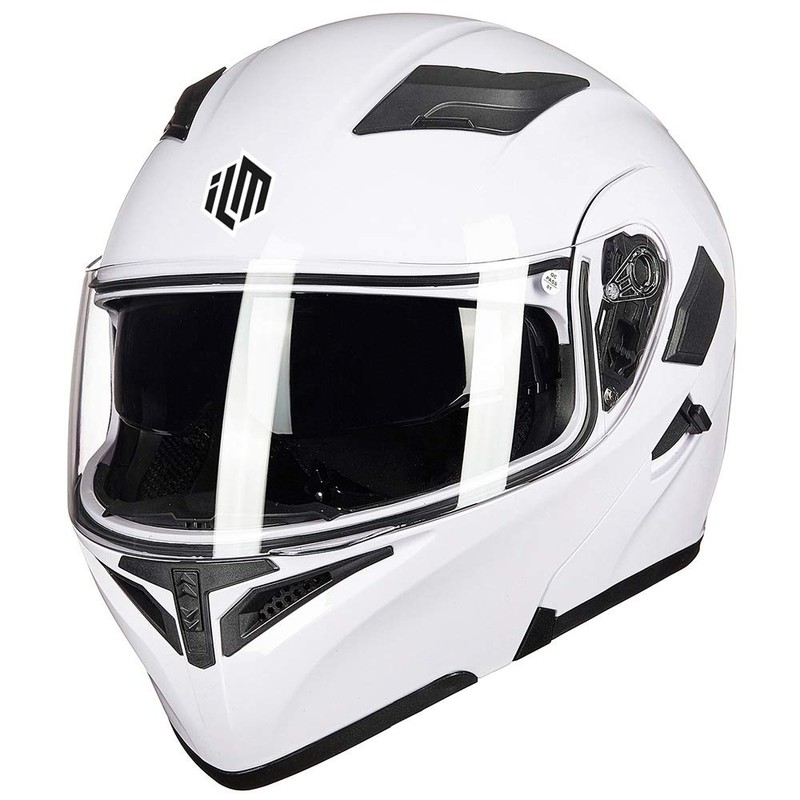 ILM Motorcycle Dual Visor Flip up Modular Full Face Helmet
