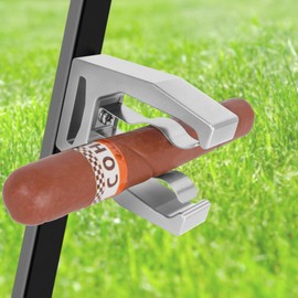 JIAYAN Magnetic Holder for Golf Cart Aluminum Alloy & Stainless Steel Clip Equip with Loop Strap Fit for Golfing, Fishing, Grilling, Camping Golf Accessory for Cigar Lovers(Silver)