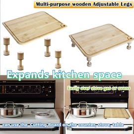 ANFU Cutting Board Adjustable Feet, Wood Adjustable Feet for Countertop Cutting Board- Kit to Elevate and Skid-Proof Your Chopping Boards (Not included Boards)