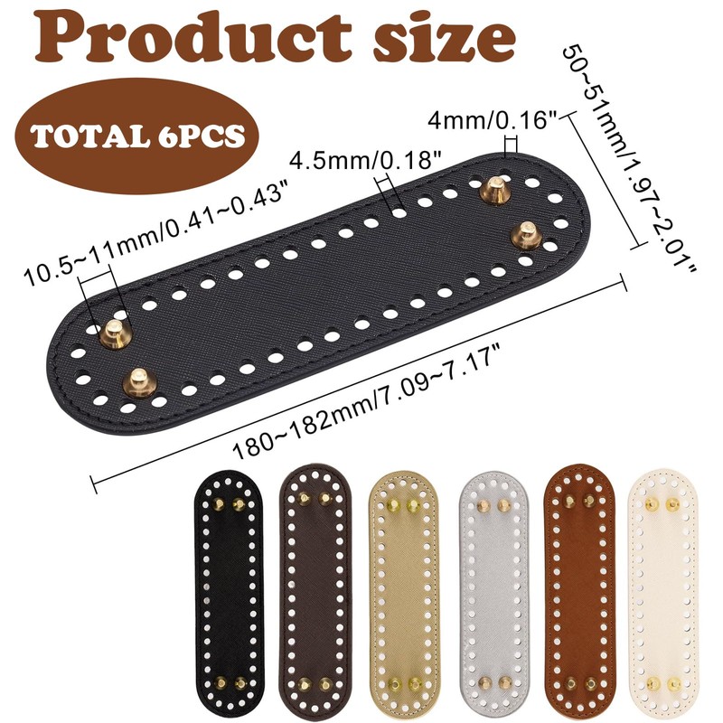 egniFurn Oval Bag Bottom Shapers, 6Pcs 7.1x2" Leather Cushion Base