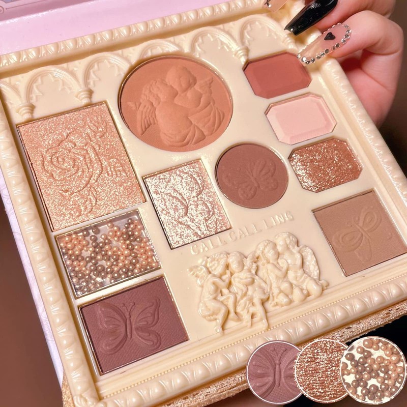 Embossed Eyeshadow 10 Colours Palette Makeup Blush Highlighter All In