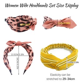 Headbands for Women, 6PCS Hair Band Boho Knotted Headwraps Mixed Printed Twisted Bow Hairbands, Vintage Floral Polka Dot Wide Hairs Hoops Girls Hair Accessories for Daily Wearing (color1, One Size)