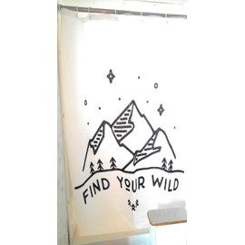 Solid Elements RV Shower Curtain Accessories Gear for Camper Trailer Camping Bathroom-Shorter and Narrow Shower Sliding Cloth Curtain with Hooks Set, 47x64 (White)