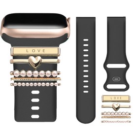 GTX13, GTX12 Smart Watches Band, Lamshaw 22mm Classic Watch Bands Soft Silicone Bands Bracelet Sports Strap Compatible with Fitpolo GTX12, ENOMIR GTX12, Tensky GTX12, uaue T60, QXQ T60, QCOQ T60 Smart Watches (22mm size band, Black band+Love Decorative)