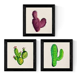 PACK of three sheets of cactus. Square posters with printed images. Give a green touch to your home. Cactus Sheets to frame. Paper 250 grams