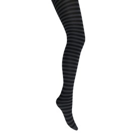 Mysasi London Ladies Striped Tights Sizes (UK, Alpha, M, Regular, Regular, Black and Dark Grey)