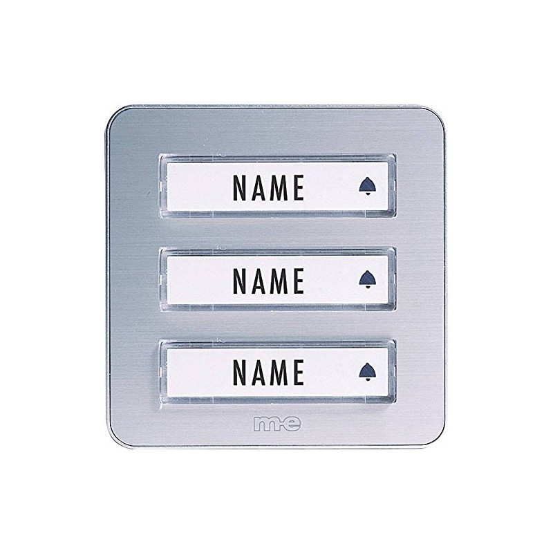 m-e Bell-203 TXA Wireless DOORBELL Button, 3-Family House, Aluminium Front,