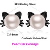 Cat Earrings Black Cat Earrings Pearl Cat Earrings Freshwater Pearl