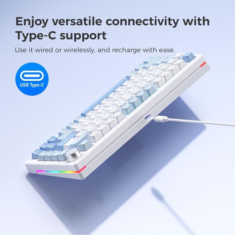 ElecFox GEN75 Wireless Gaming Mechanical Keyboard with Metal Knob Control,