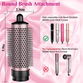 ZEPHBLOW Round Volumizing Brush for Shark Flex Style HD430/435/440, Round Brush Attachment Compatible with Shark FlexStyle Air Styling & Drying System, Ideal for Volumizing Styling, Rose Gold With Black