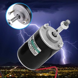 12V 30W Permanent Magnet DC Motor, 3000RPM High Speed CW/CCW Electric Gear Motor for DIY Generator and 12V-40V 10A PWM DC Motor Speed Controller Fan Controller with Knob-High Efficiency