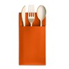 50-Pack Disposable Linen-Feel Dinner Napkins with Built-in Flatware Pocket, ORANGE