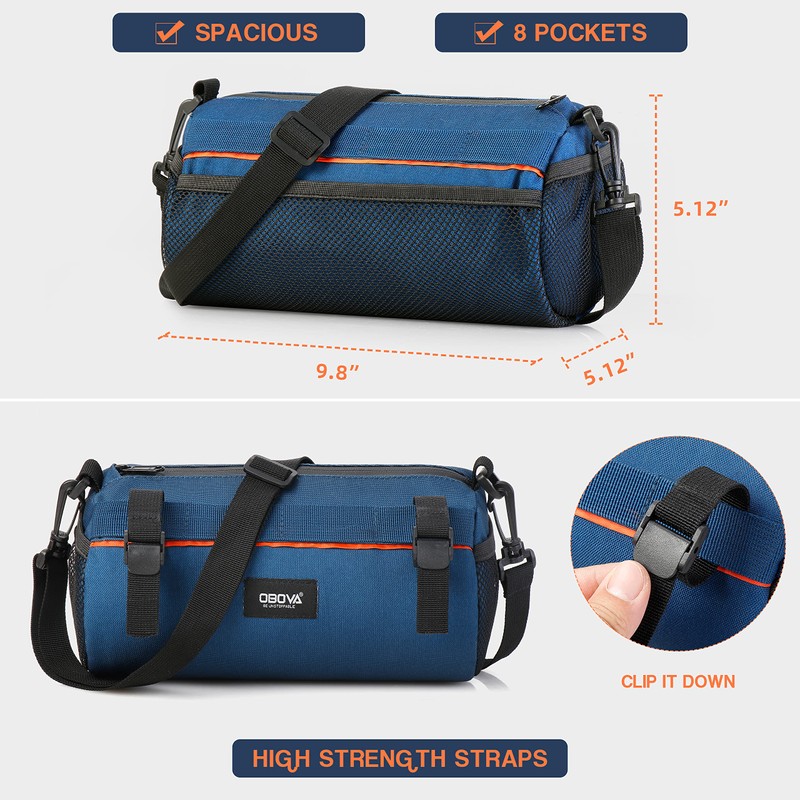 OBOVA Bike Handlebar Bag 3.3L 8-Pocket Waterproof Handlebar Bags for