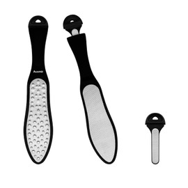Auxmir Callus Remover Foot File Stainless Steel and ABS Plastic, Callus Foot File for Pedicures, Wet or Dry Use, Double Sided, Rustproof, Black