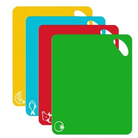 4Pcs Chopping Boards - Cutting Board, Multipurpose Colored Mats, Anti-Skid Chopping Board Set, Easy Hanging Boards with Colored Food Icons, Multipurpose, Dishwasher Safe Material (4 Colors)