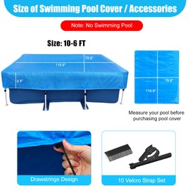 118x79 Rectangle Pool Cover 10 ft x 6 ft Regular Frame Swimming 9 x 6 Pool Cover 118 X 79inch Rectangular Swimming Pool Cover Rainproof Dust Cover PE Blue Dustproof for Above Ground Pool
