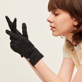 OhSunny Women Anti-UV Gloves Sun Protection UPF 50+ Full Finger Summer Cycling Touchscreen Gloves for Golf Driving Hiking SLM3M113D (Black)