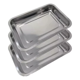 AJC Pack 3pz Charola Para Servir Y Cocinar Acero 26x19x5 123036
