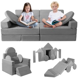 snow mini Modular Kids Play Couch 15PCS, Convertible Toddler Floor Sofa Set, Foam Play Sofa for Boys & Girls, Versatile Kids Furniture for Playroom, Climbing, Reading, Relaxing