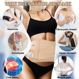Editbar Castor Oil Pack Kit, Castor Oil Wrap, Cotton Castor Oil Wrap Pack, Reusable Organic Castor Oil Pack, Castor Oil Pack for Abdomen, Neck and Chest, for Liver Detoxification, Constipation